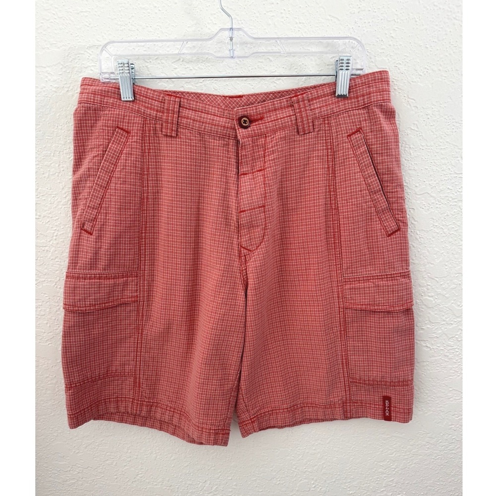 Tommy Bahama Shorts Relax Gingham Cargo Shorts Size 32 Red Travel Resortwear